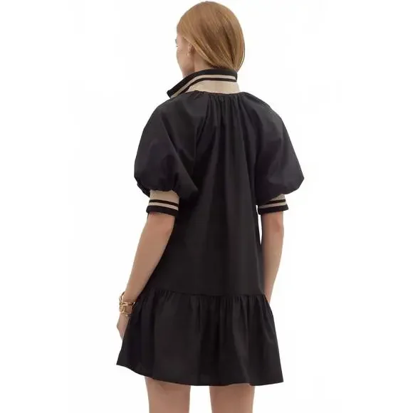 Entro Black Mini Dress with Tan Accents - Picture 3 of 4